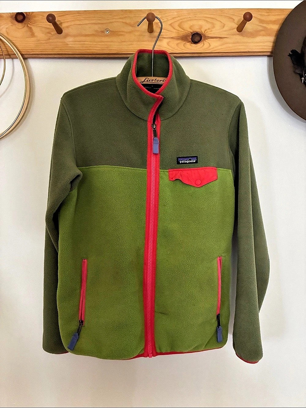 Patagonia Synchilla Full-Zip Fleece Jacket Small Green & Pink